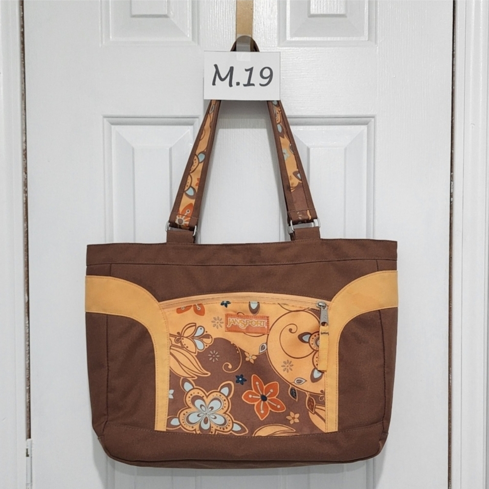 M.019- Jansport Tote Bag, Brown and Orange Floral